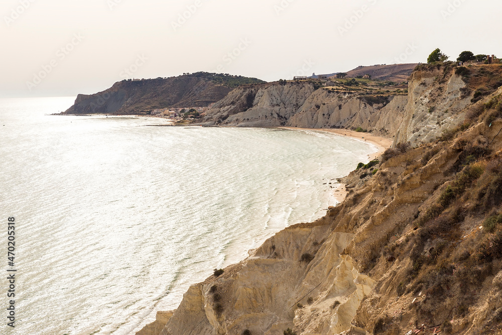 Natural Seascapes of The Turkish Staircase (Scala dei Turchi) in Agrigento, Sicily, Italy.