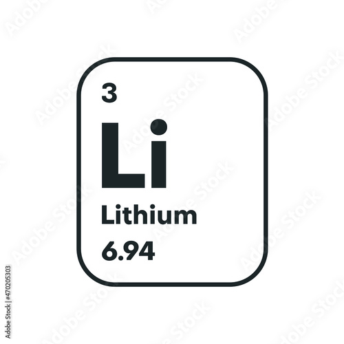 Symbol of chemical element lithium as seen on the Periodic Table of the Elements, including atomic number and atomic weight. Vector illustration