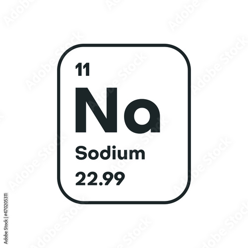 Sodium periodic table element icon on white background. Vector illustration