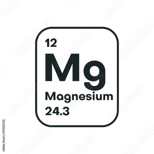 Magnesuim periodic element table symbol. Chemical science magnesium icon. Vector illustration