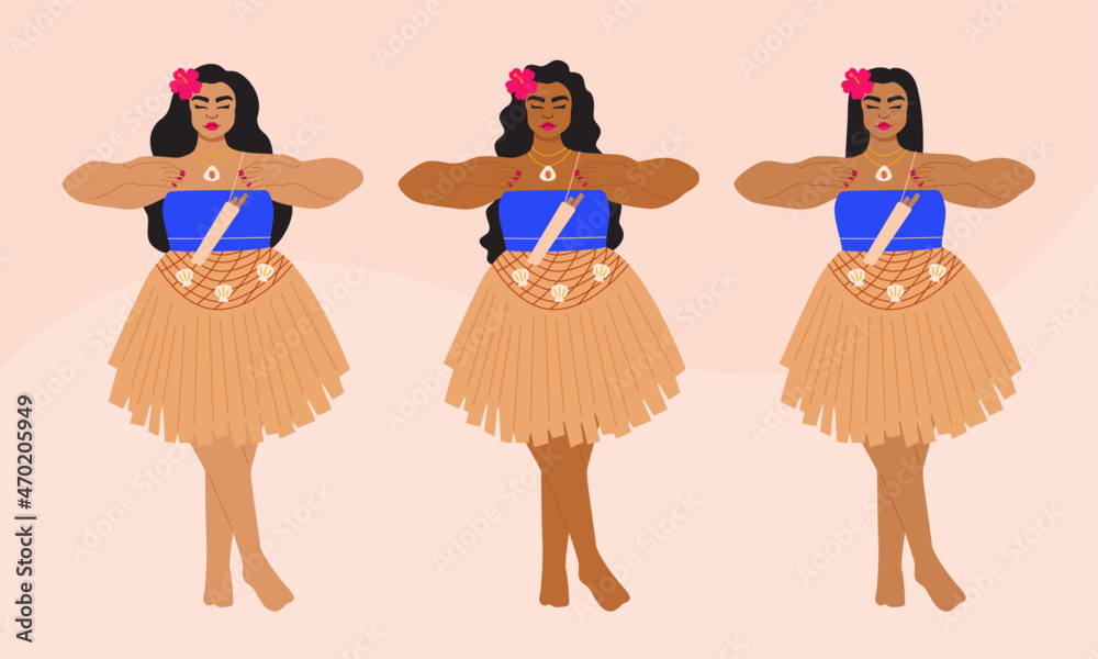 Illustration of women performing traditional CHamoru dance