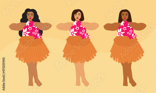 Illustration of women performing traditional CHamoru dance