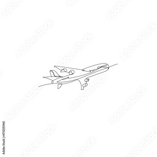 aircraft illustration icon vector continuous line drawing
