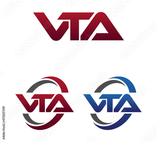 Modern 3 Letters Initial logo Vector Swoosh Red Blue VTA photo