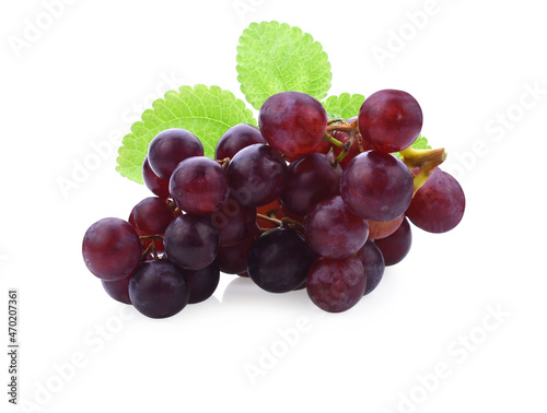 Grapes. Red grape. Grape branch isolated on white. With clipping path. Full depth of field.