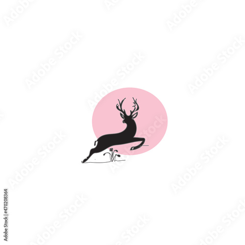 deer animal silhouette illustration icon vector continuous line