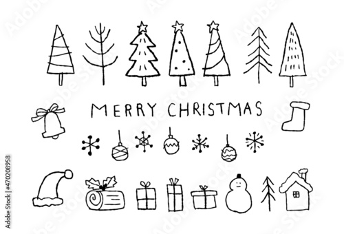 クリスマスグッズ線画カード_黒