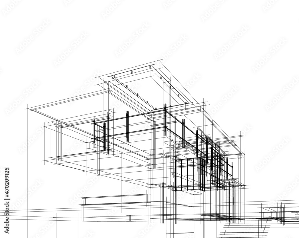 building architecture design 3d graphic illustration