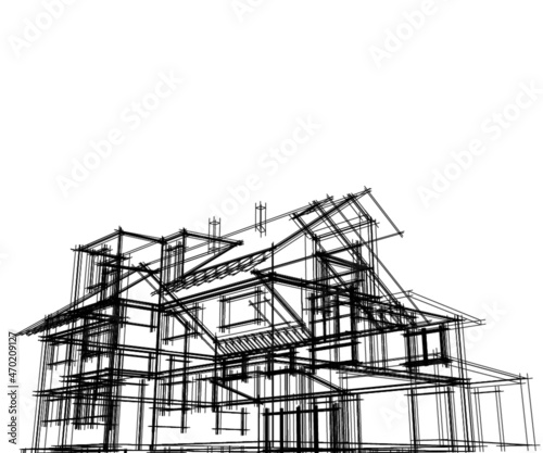 building architecture design 3d graphic illustration