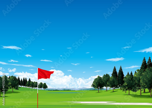 ゴルフ場　ゴルフコースの風景 photo