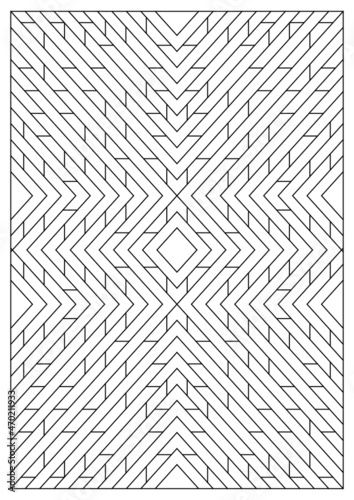 Portrait coloring pages for adults. Abstract illustration in Line Art style. Geometric composition. Black and white patterns. EPS8. Coloring-#374