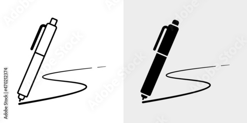 Illustration vector graphic of write icon, pen, line, signature pen outline, filled vector sign and logo illustration. Good for your design