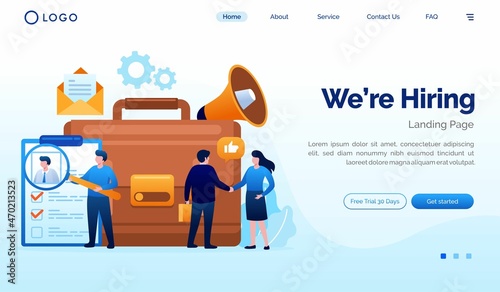 Online recruitment, job hiring concept, candidate employee, online vacancy. Illustration flat vector template 