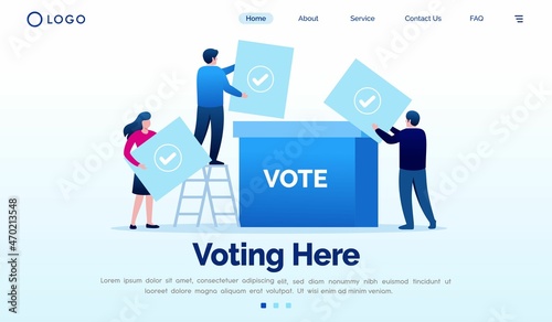 Voting here landing page website illustration flat vector templete 