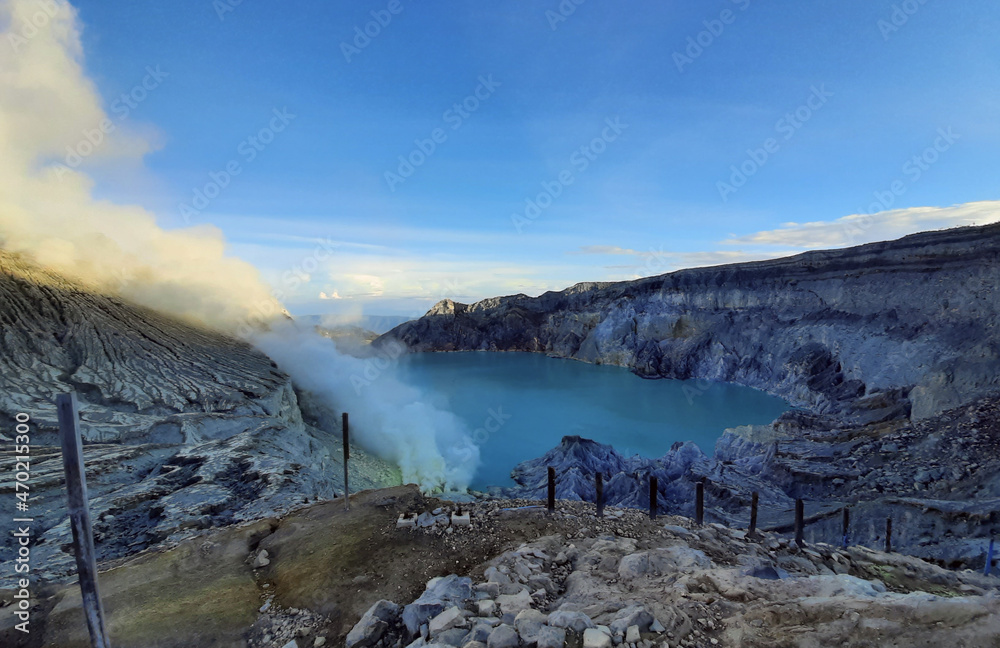 Beautiful morning at the top of Mount Ijen Indonesia.