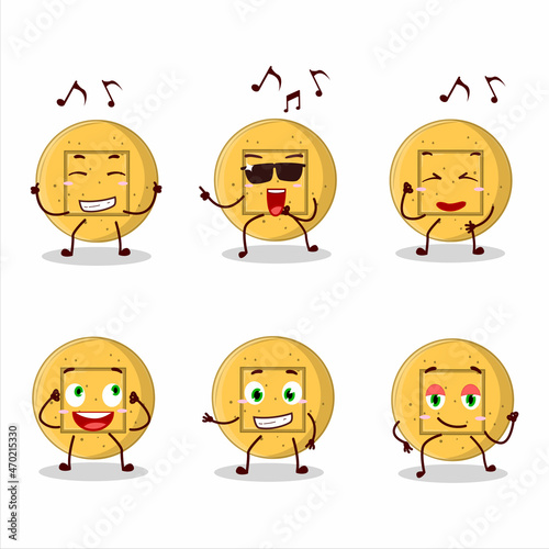 An image of dalgona candy square dancer cartoon character enjoying the music