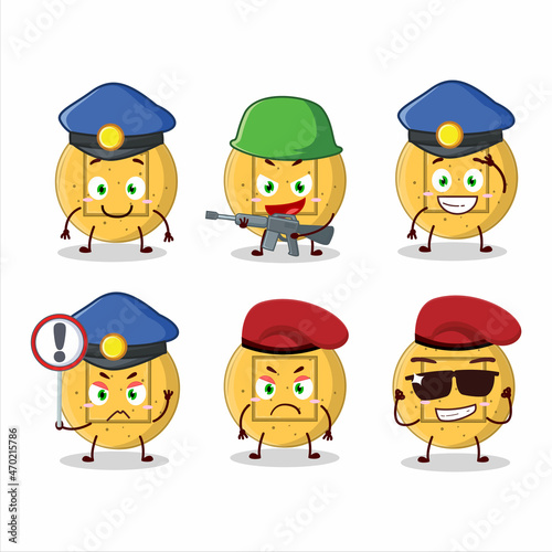 A dedicated Police officer of dalgona candy square mascot design style