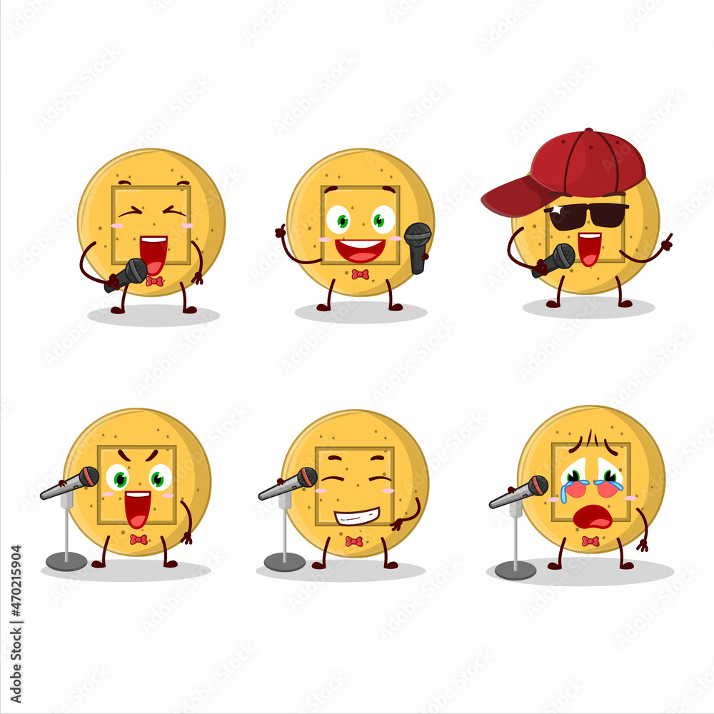 A Cute Cartoon design concept of dalgona candy square singing a famous song A Cute Cartoon design concept of dalgona candy square singing a famous song