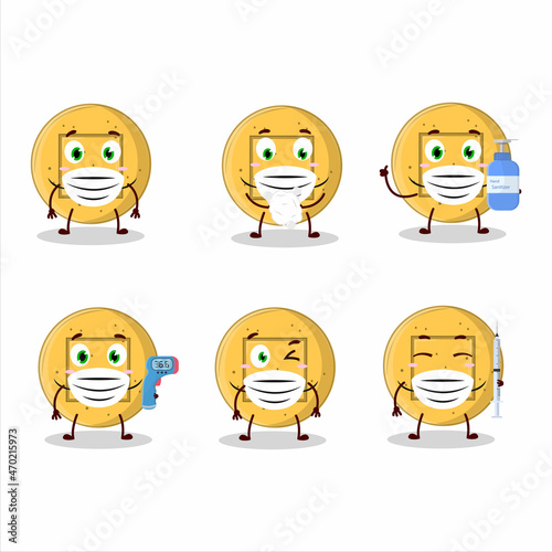 A picture of dalgona candy square cartoon design style keep staying healthy during a pandemic