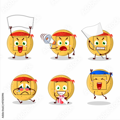 Mascot design style of dalgona candy square character as an attractive supporter