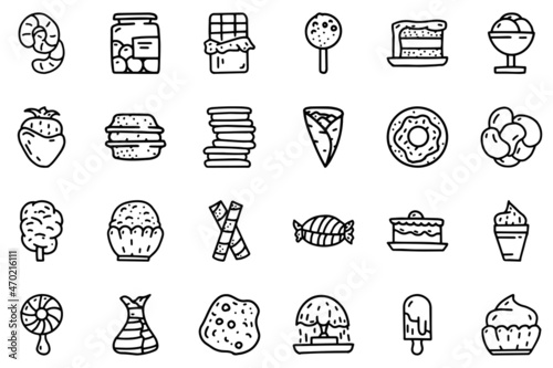 Sweet food line vector doodle simple icon set