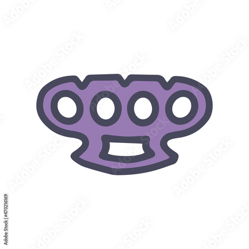 brass knuckles color vector doodle simple icon