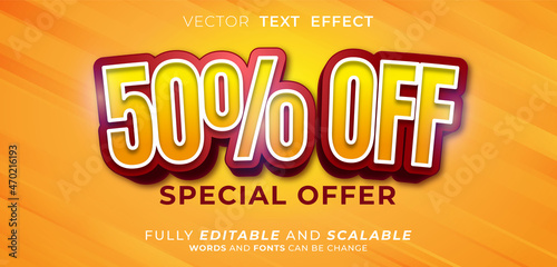 50 Percent off Text effect, Editable three dimension text style