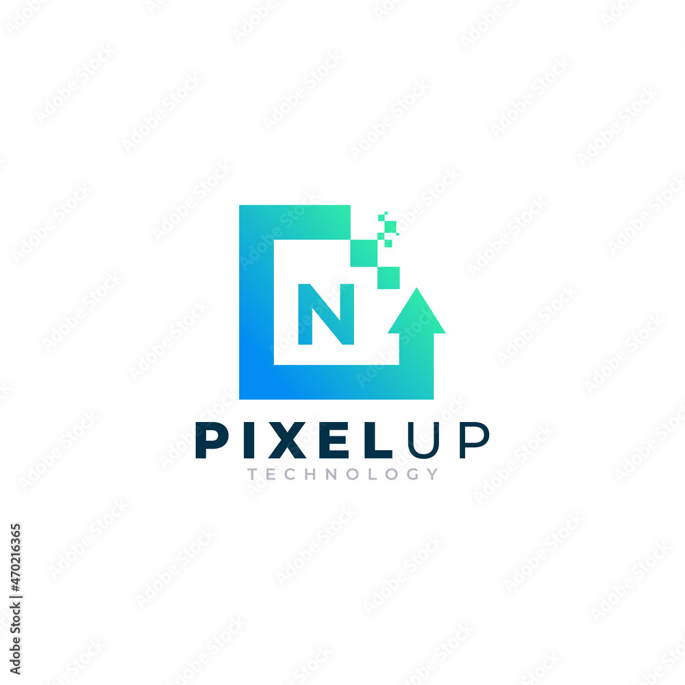 Obraz premium Initial Letter N with Arrow Pixel Logo Design Inspiration