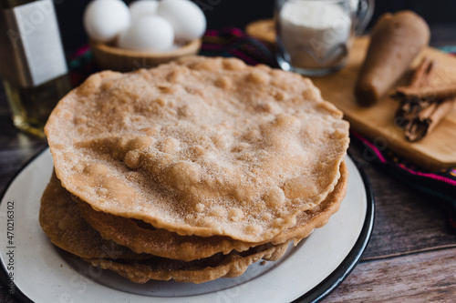 mexican buñuelos recipe and ingredients of traditional dessert for Christmas in Mexico photo