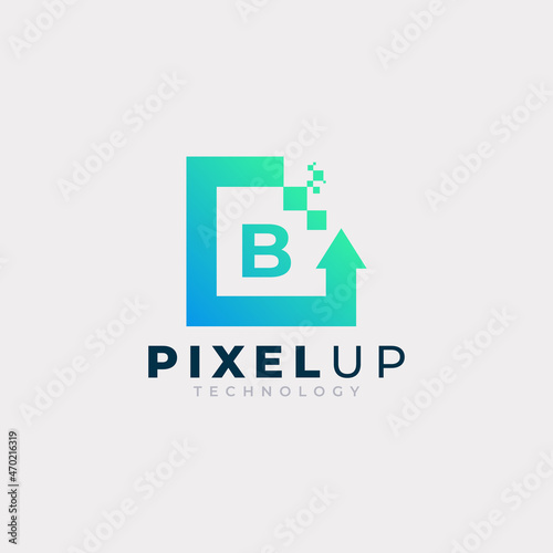 Initial Letter B with Arrow Pixel Logo Design Inspiration photo