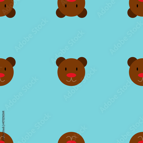 Illustrator vector of seamless wallpaper of cure bear on blue background,gift wrapping paper