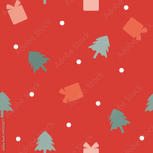 Illustrator vector of seamless pattern of christmas tree and gift, Christmas day ,wrapping paper