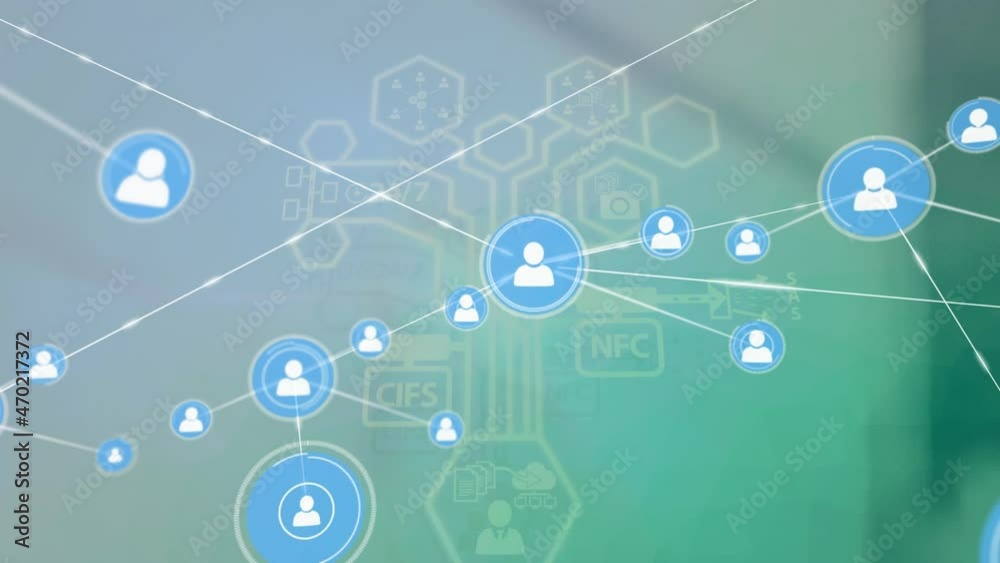 Animation of network of connections with digital icons Animation of network of connections with digital icons