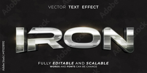 Editable text effect Iron effect text style concept