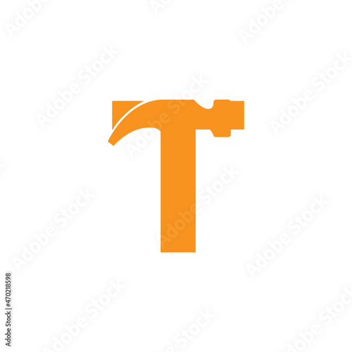 Initial Letter T Hammer Logo Design Inspiration