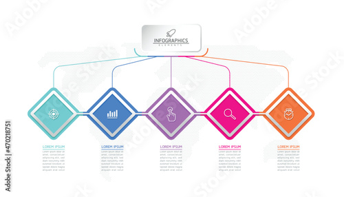 Vector illustration, infographics design, template, marketing, information, with 5 options or steps