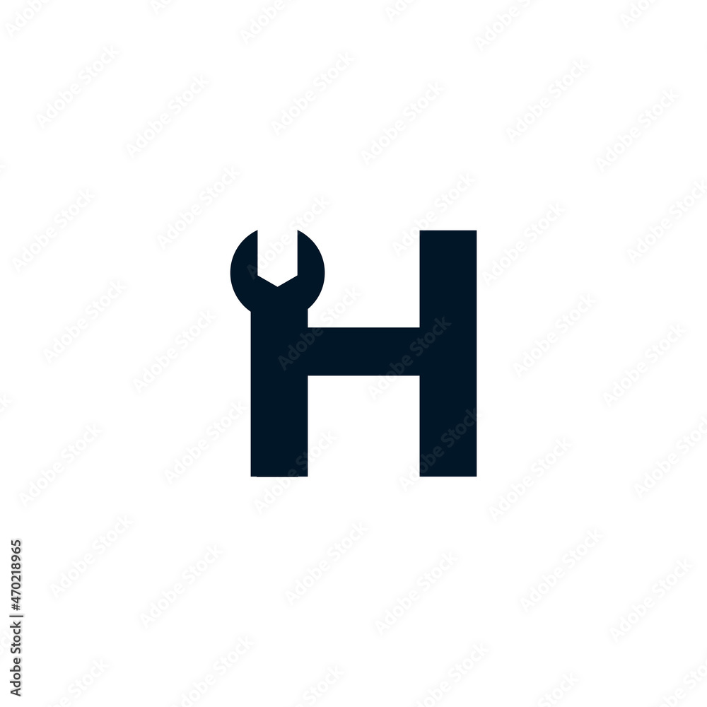 Initial Letter H Wrench Logo Design Inspiration Stock Vector | Adobe Stock