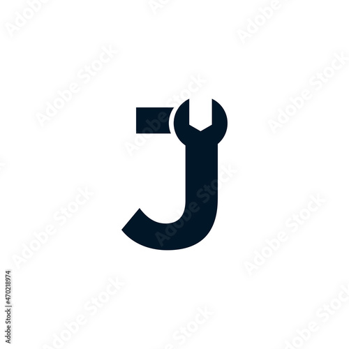 Initial Letter J Wrench Logo Design Inspiration