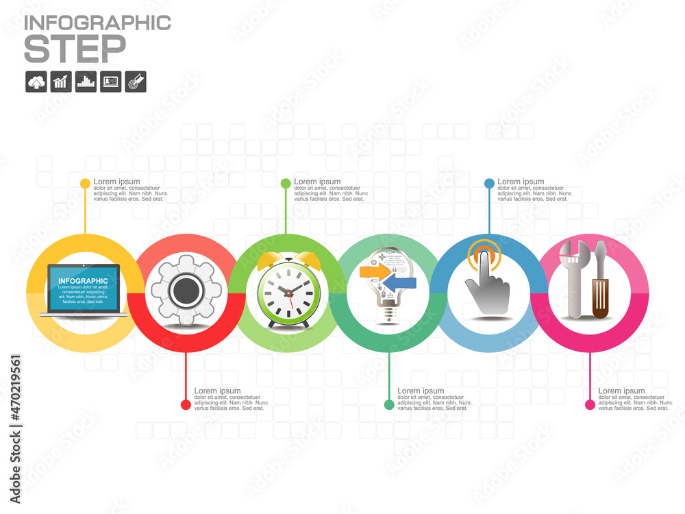 Fototapeta premium Process infographic template design with icons and options.