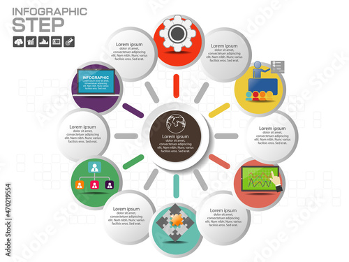 Process infographic template design with icons  and options.