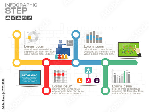 Process infographic template design with icons  and options.