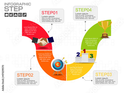 Process infographic template design with icons  and options.