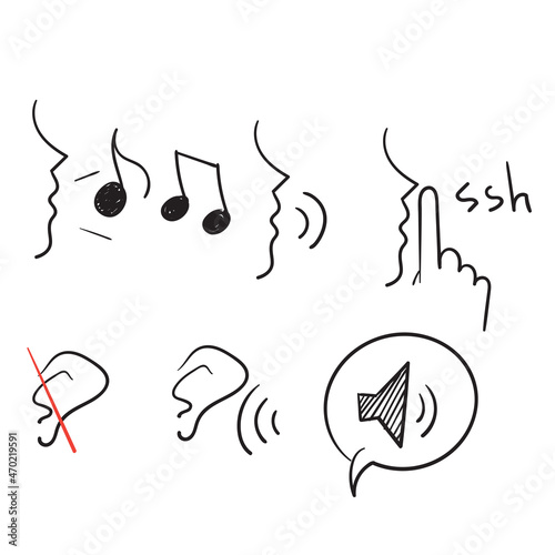 hand draw doodle Simple Set of Voice Related Vector Line Icons illustration