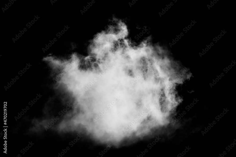 White realistic dust and smoke overlay on black background, smoke