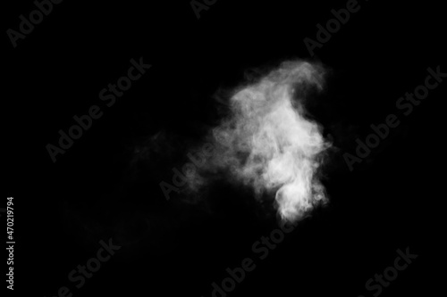 White realistic dust and smoke overlay on black background, smoke effect, Clouds, realistic, Fog, Dust. © AshanRandika
