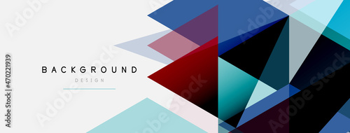Color triangles composition, geometric abstract background. Techno or business concept, pattern for wallpaper, banner, background, landing page