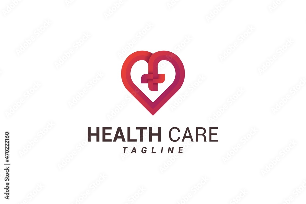 Health care Medical Love red colour logo