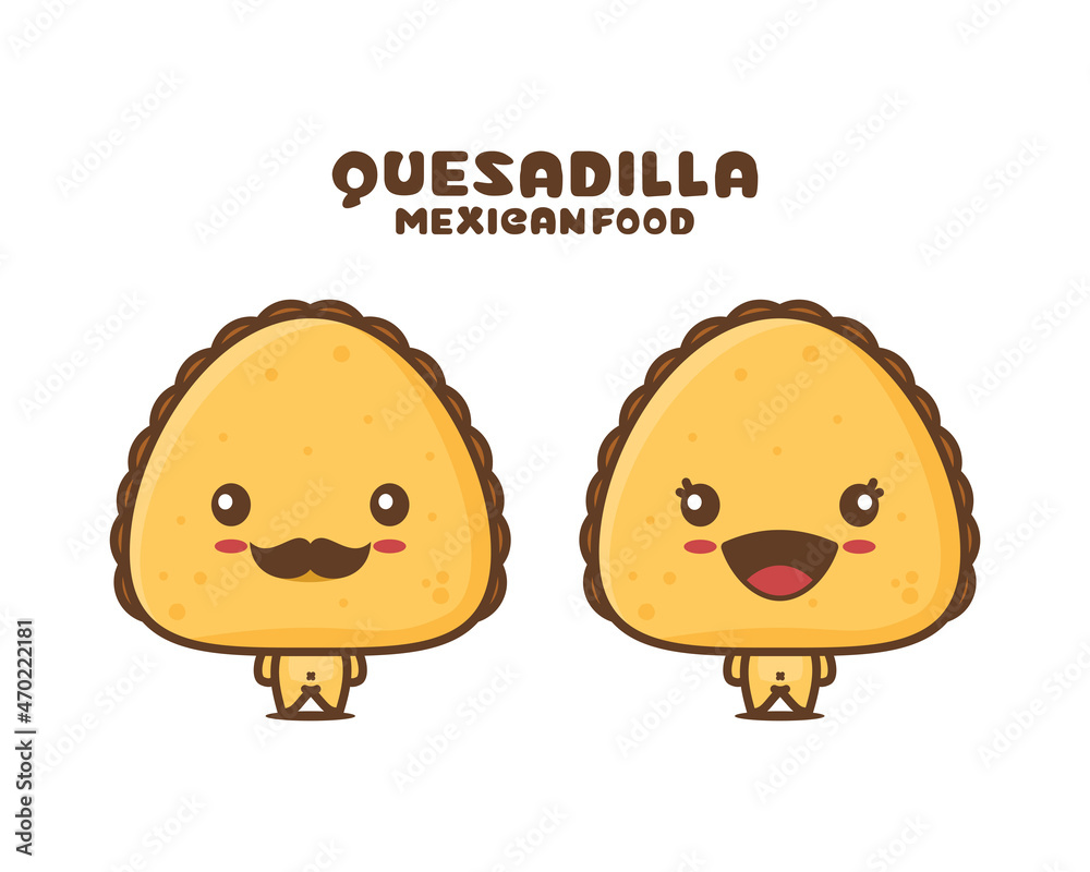 Quesadilla traditional Mexican food mascot illustration Quesadilla traditional Mexican food mascot illustration