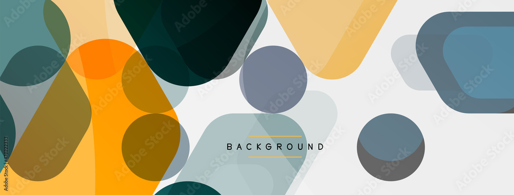 Color bubbles and rounded geometric shapes on white. Vector geometric minimal abstract background for wallpaper, banner, background, landing page Color bubbles and rounded geometric shapes on white. Vector geometric minimal abstract background for wallpaper, banner, background, landing page