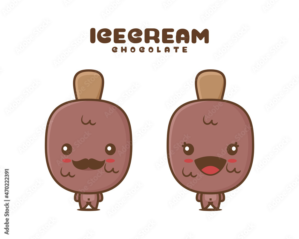 Chocolate ice cream cartoon mascot illustration Chocolate ice cream cartoon mascot illustration